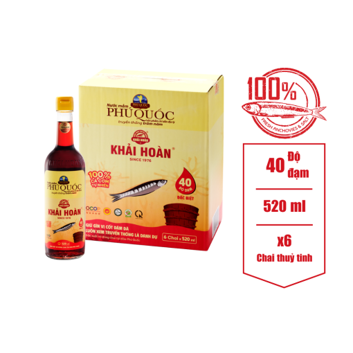 nuoc mam khai hoan phu quoc hop 6 chai 520ml 40 dam