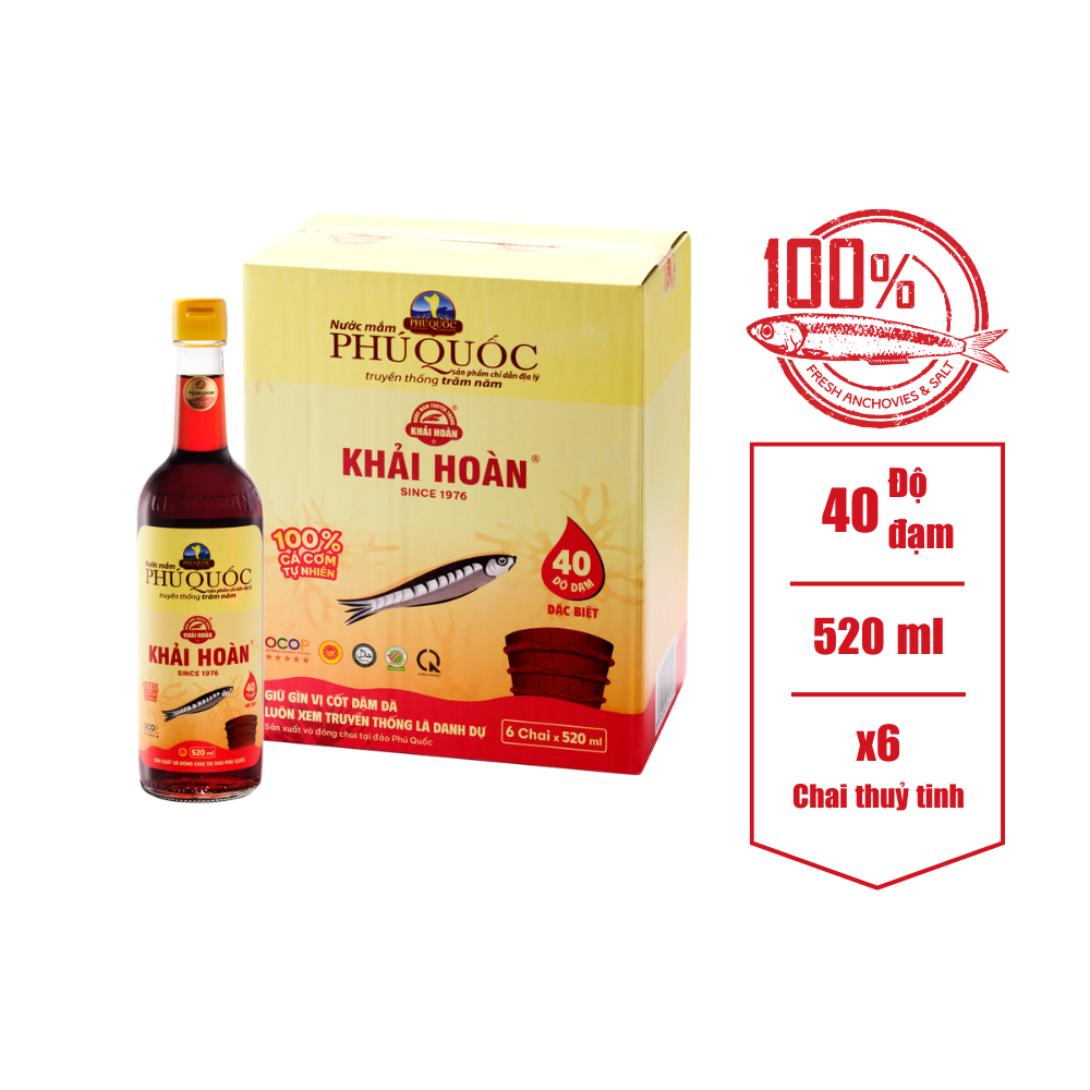 nuoc mam khai hoan phu quoc hop 6 chai 520ml 40 dam